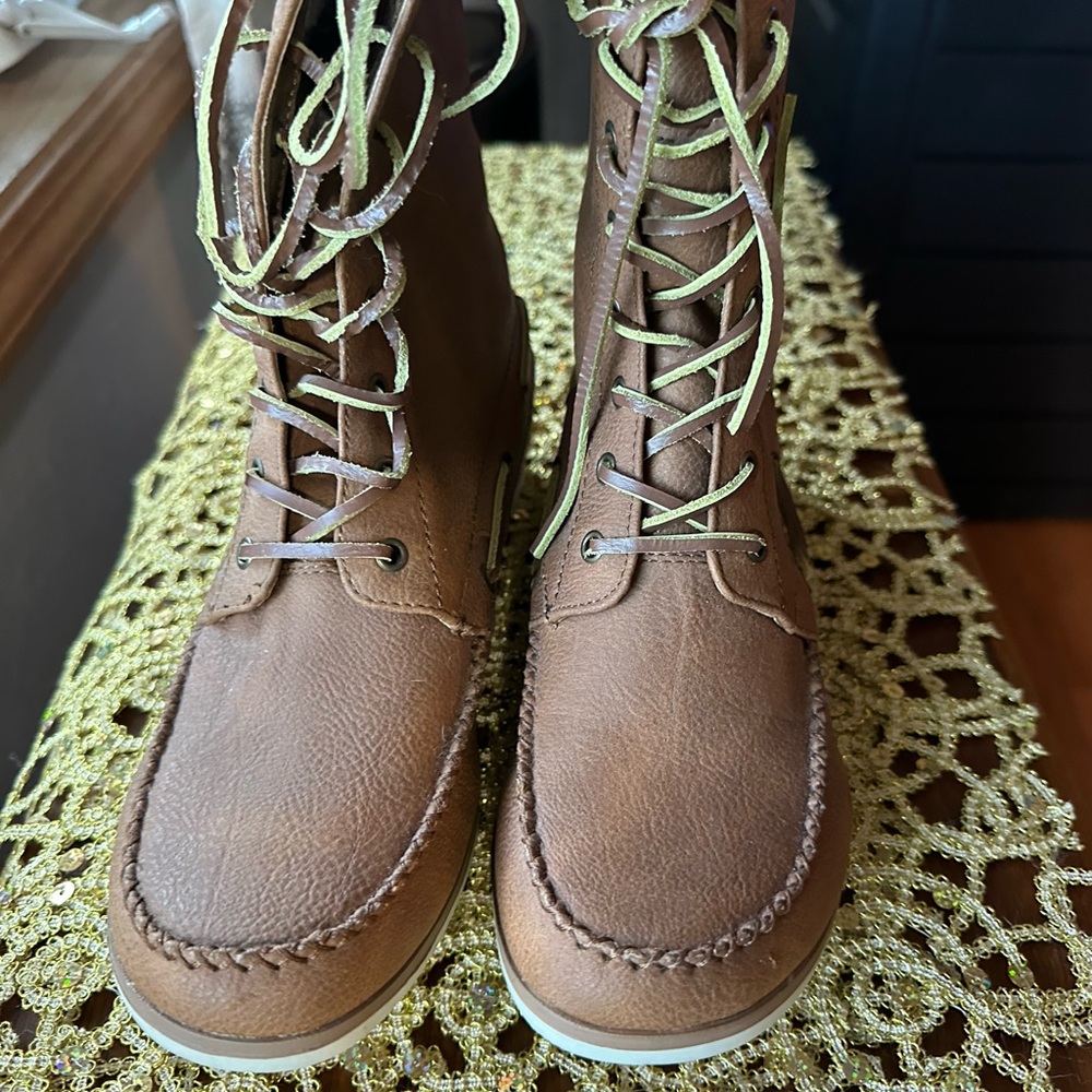 Call It Spring Brown Lace Up Boots
